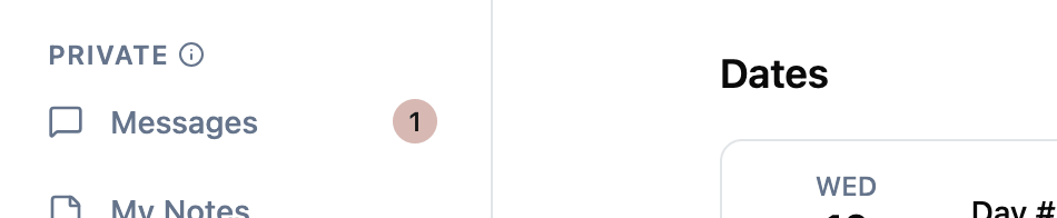 Sidebar showing Messages with an unread count badge