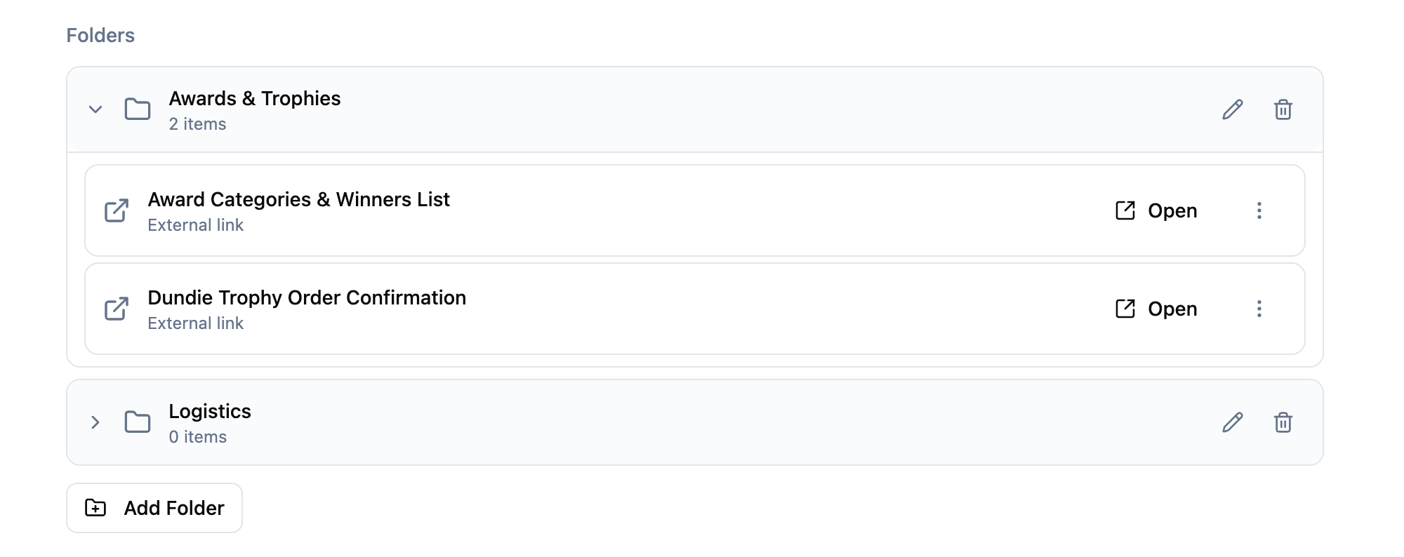 Organizing resources into folder